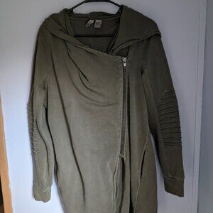 H&M Green Hooded Asymmetrical Sweatshirt/Cardigan Zip Hoodie Large